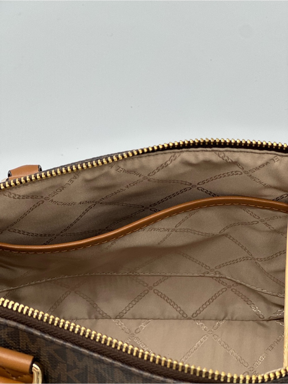 Michael Kors Brown and Tan Signature Dome Satchel - Picture 8 of 11